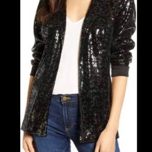 Sequined blazer XS w faint leopard print by chelsea 28